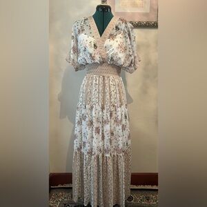 Koko + Mason Floral Kimono Short Sleeve Midi Dress size M